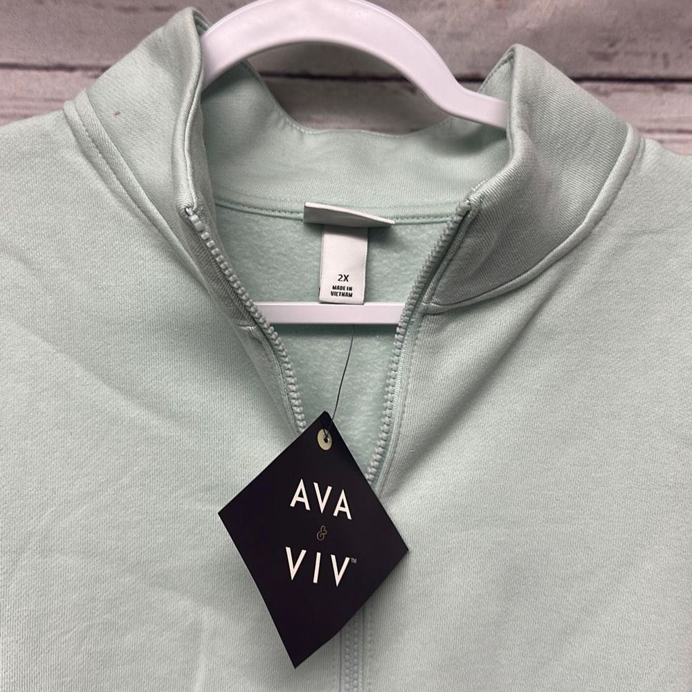 Ava & Viv Womens  Sweatshirt Jacket Mint Green Plus Size 2X NWT
